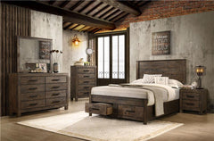 Woodmont Eastern King Storage Bed Rustic Golden Brown - 222631KE