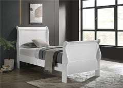 Louis Philippe Wood Twin Sleigh Bed White - 204691T