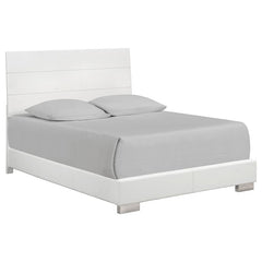 Felicity 5-piece Eastern King Bedroom Set White High Gloss - 203501KE-S5