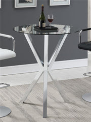 Denali Round Glass Top Bar Table Chrome - 100186