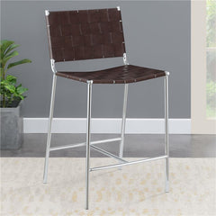 Adelaide Upholstered Counter Height Stool with Open Back Brown and Chrome - 183583
