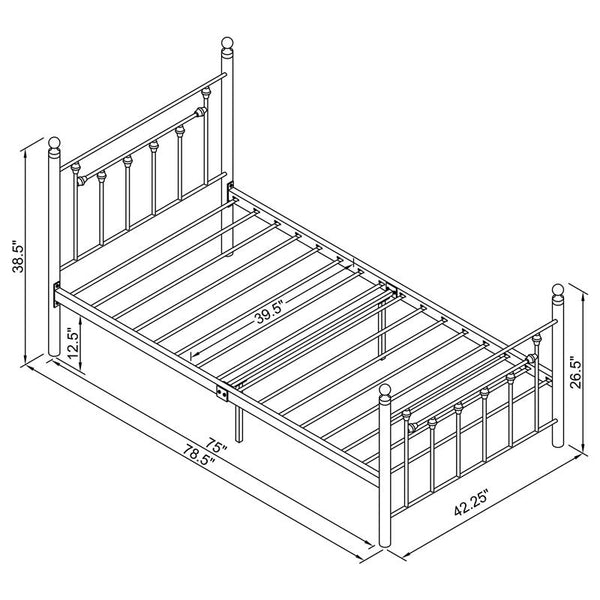 Canon Metal Twin Open Frame Bed White - 422736T