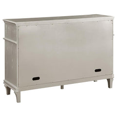 Evangeline 4-drawer Sideboard Server with Faux Diamond Trim Silver Oak - 107555
