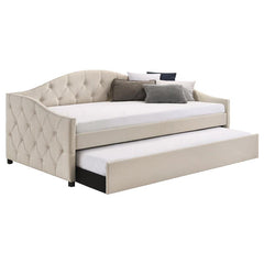 Sadie Upholstered Twin Daybed with Trundle Taupe - 300639