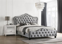 Bella Upholstered California King Panel Bed Grey - 315871KW