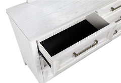 Marielle 6-drawer Dresser with Mirror Distressed White - 224843M
