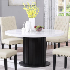 Sherry Round Dining Table Rustic Espresso and White - 115490