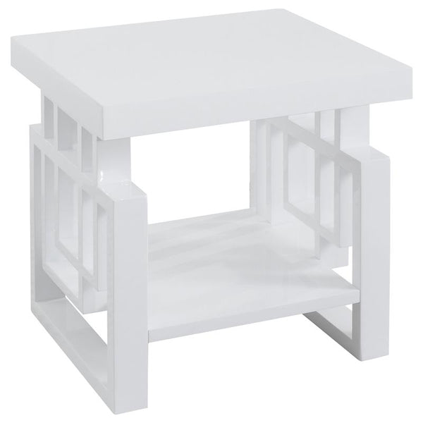 Schmitt Rectangular Side End Table White High Gloss - 705707