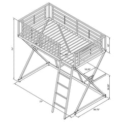 Hyde Metal Full Workstation Loft Bed Silver - 400034F