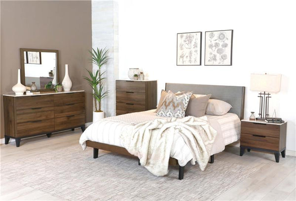 Mays 2-drawer Nightstand Walnut Brown with Faux Marble Top - 215962
