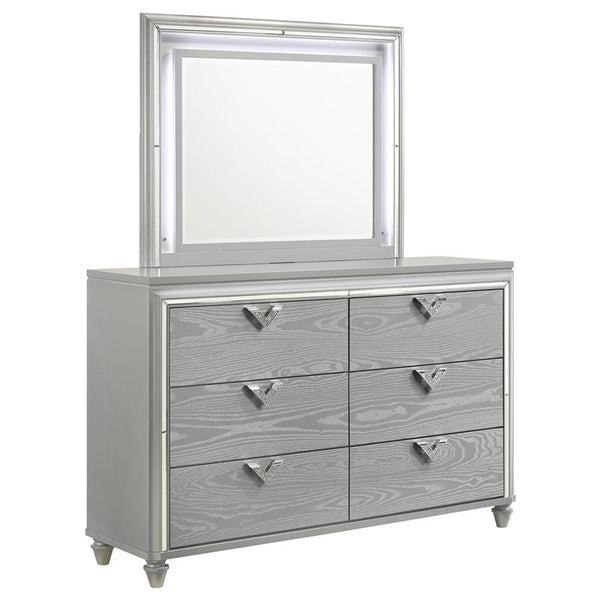Veronica 6-drawer Dresser with Mirror Light Silver - 224723M