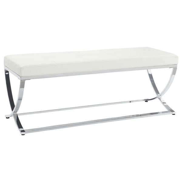 Walton Leatherette Upholstered Tufted Accent Bench White - 501157