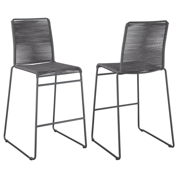 Jerome Upholstered Bar Stools with Footrest (Set of 2) Charcoal and Gunmetal - 192064