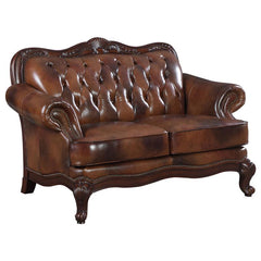 Victoria 3-piece Full Leather Upholstered Sofa Set Brown - 500681-S3