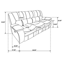 Camila 2-piece Upholstered Reclining Sofa Set Red - 610241-S2