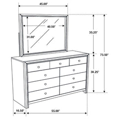 Serenity Rectangular 9-drawer Dresser with Mirror Rich Merlot - 201973M