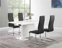 Anges T-shaped Pedestal Dining Table Glossy White - 102310
