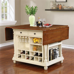 Slater 2-drawer Kitchen Island with Drop Leaves Brown and Buttermilk - 102271
