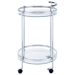 Chrissy 2-tier Round Glass Bar Cart Chrome - 181367