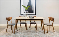 Everett 5-piece Faux Marble Top Dining Table Natural Walnut and Grey - 192761-S5