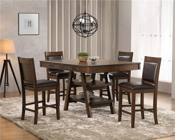 Dewey 5-piece Rectangular Dining Set Brown and Walnut - 115208-S5