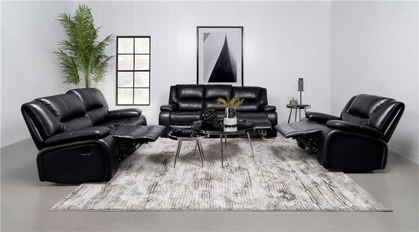 Camila Upholstered Motion Reclining Sofa Black - 610244