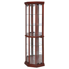 Appledale 6-shelf Corner Curio Display Cabinet Medium Brown - 3393