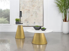 Avon Round Marble Top Stainless Steel Side End Table White - 707827