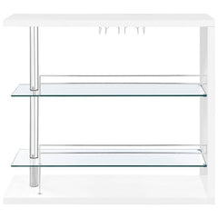 Prescott Rectangular 2-shelf Bar Unit Glossy White - 100167