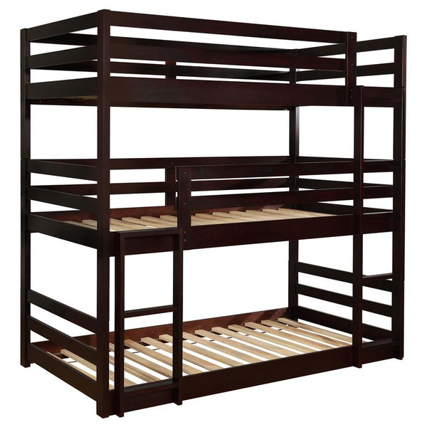 Sandler Wood Twin Triple Bunk Bed Cappuccino - 400302