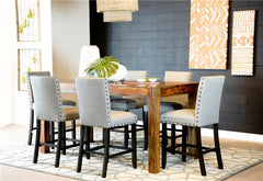 Kentfield Solid Back Upholstered Counter Height Stools Grey and Antique Noir (Set of 2) - 193128