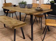 Maverick Rectangular Tapered Legs Dining Table Natural Mango and Black - 123041