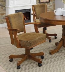 Mitchell Upholstered Game Chair Olive-brown and Amber - 100952