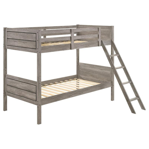 Ryder Wood Twin Over Twin Bunk Bed Weathered Taupe - 400818