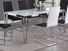 Pauline Rectangular Dining Table with Metal Leg White and Chrome - 193001