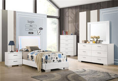 Felicity 5-piece Twin Bedroom Set White High Gloss - 203500T-S5