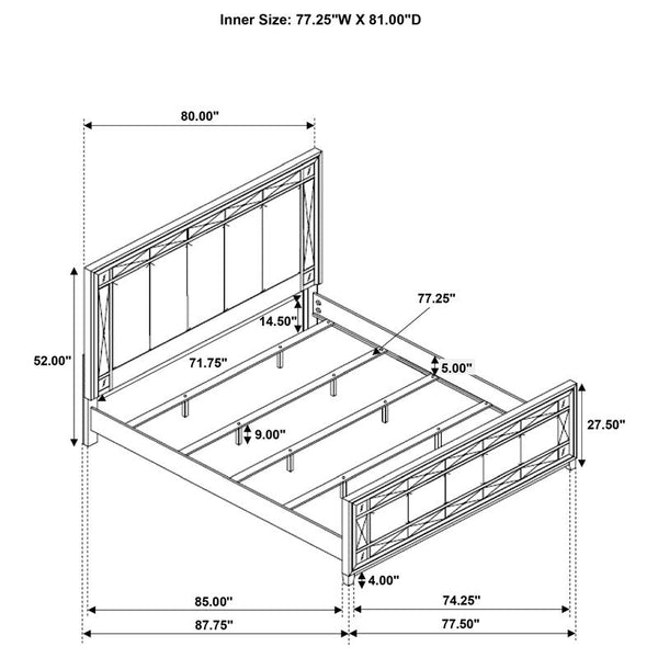Leighton Wood Eastern King Panel Bed Metallic Mercury - 204921KE