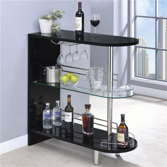 Adolfo 3-tier Bar Table Glossy Black and Clear - 101063