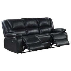 Camila 2-piece Upholstered Motion Reclining Sofa Set Black - 610244-S2