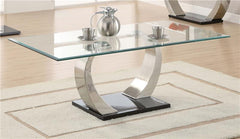 Pruitt Rectangular Glass Top Metal Coffee Table Satin - 701238