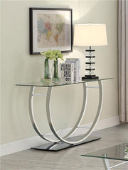 Danville U-shaped Glass Top Entryway Console Table Chrome - 704989