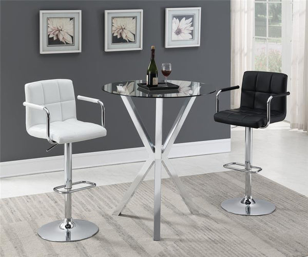 Denali Round Glass Top Bar Table Chrome - 100186