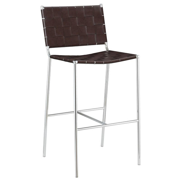 Adelaide Upholstered Bar Stool with Open Back Brown and Chrome - 183584
