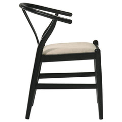 Cortona Danish Y-Shaped Back Wishbone Dining Side Chair Black and Beige (Set of 2) - 108482