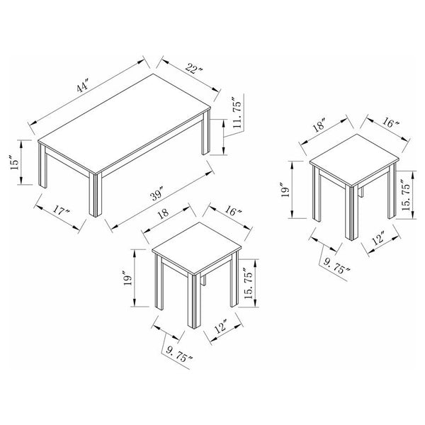 Elias 3-piece Engineered Wood Coffee Table Set Black - 700225