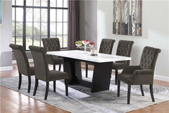 Sherry Trestle Base Marble Top Dining Table Espresso and White - 115511