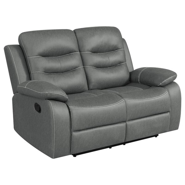 Nova Upholstered Padded Arm Reclining Loveseat Dark Grey - 602532