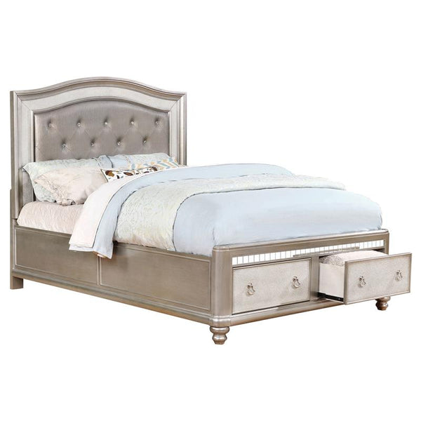 Bling Game Wood Queen Storage Panel Bed Metallic Platinum - 204180Q