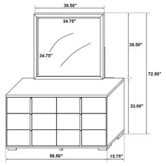 Marceline 6-drawer Dresser with Mirror White - 222933M