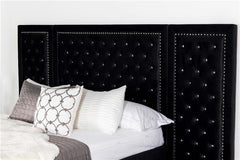 Hailey Upholstered California King Wall Panel Bed Black - 315925KW-SP
